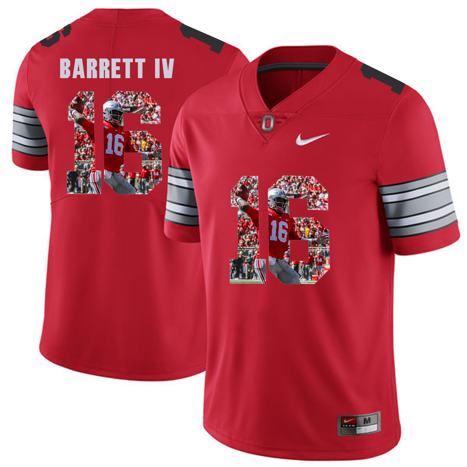 Men Ohio State #16 Barrett iv Red Fashion Edition Customized NCAA Jerseys->customized ncaa jersey->Custom Jersey
